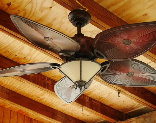 ceiling fan being used to cool garage with no windows