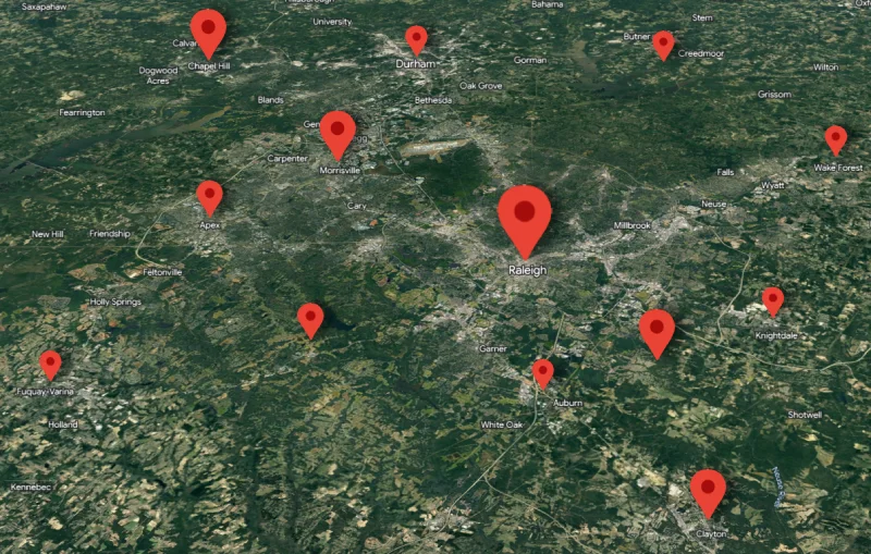 areas we serve HVAC